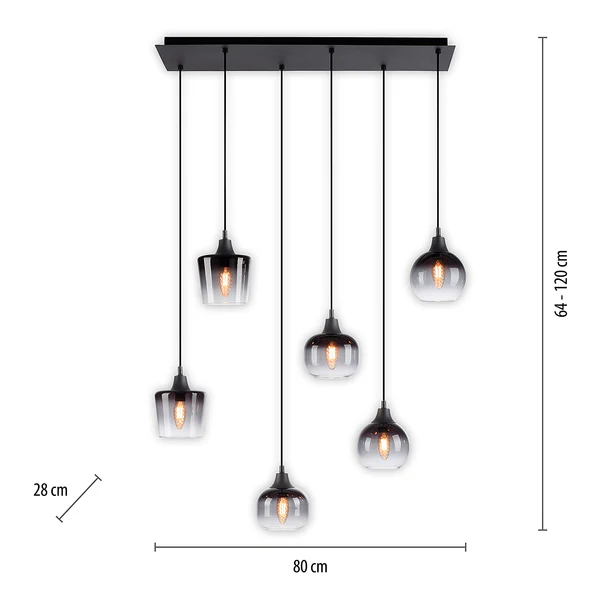 Pendelleuchte Zea Typ C - Rauchglas / Eisen - 5-flammig - Image 9