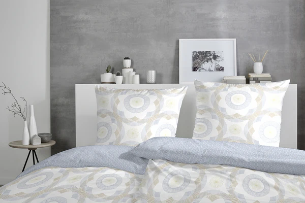 Perkal-Bettwäsche Rotator - Baumwolle - Blau - 135 x 200 cm + Kissen 80 x 80 cm - Image 2