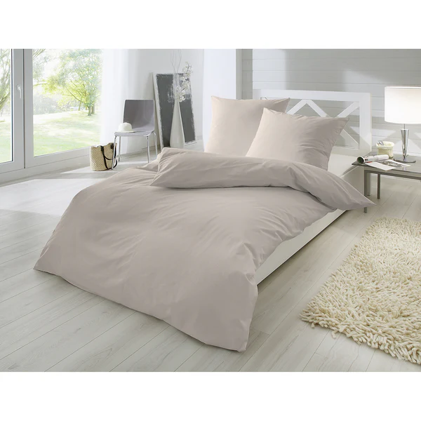 Perkal-Bettwäsche Smood Uni - Baumwollstoff - Kaschmir - 155 x 220 cm + Kissen 80 x 80 cm - Image 2