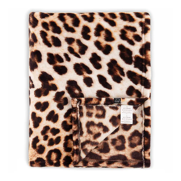 Plaid Leopard - Polyester Fleece - Braun