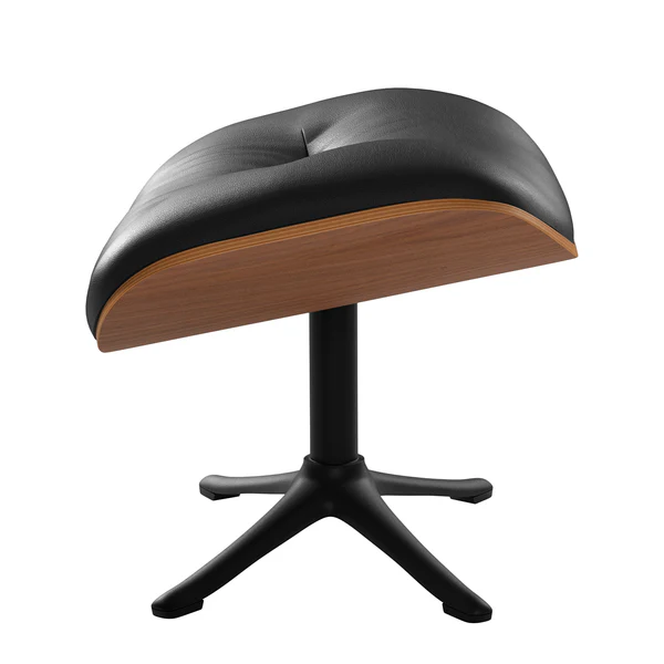 Polsterhocker ANDERSON - Echtleder Neka: Schwarz - Schwarz - Walnuss - Image 4