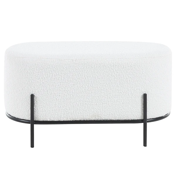 Polsterhocker Bumyra Typ A - Bouclé - Metall Weiß / Schwarz - Oval - Weiß - Bouclé - Image 3