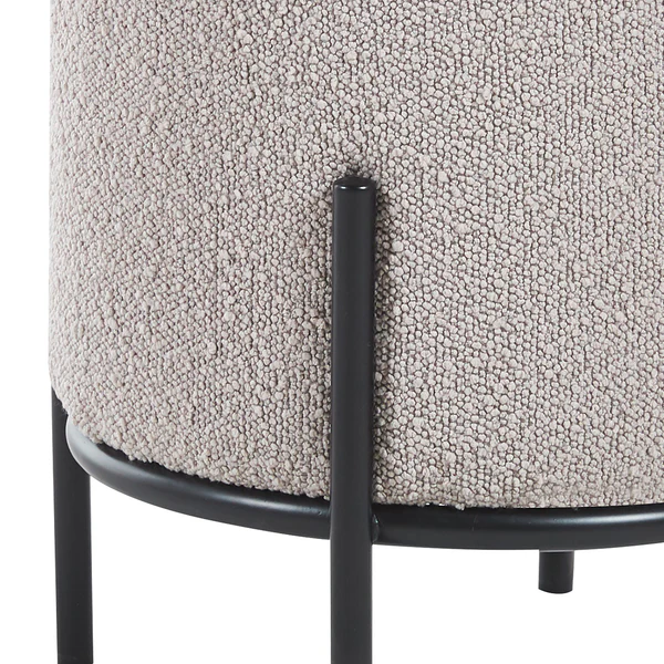Polsterhocker Bumyra Typ B - Bouclé - Metall - Taupe / Schwarz - Rund - Taupe - Schwarz - Bouclé - Image 3