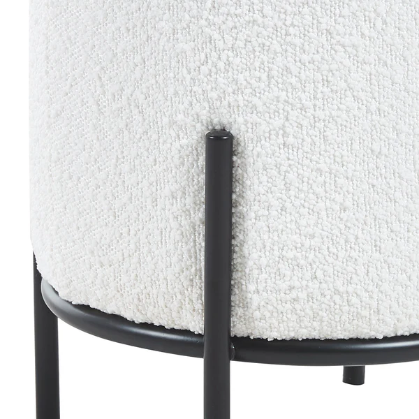 Polsterhocker Bumyra Typ B - Bouclé - Metall - Weiß / Schwarz - Rund - Weiß - Schwarz - Bouclé - Image 3