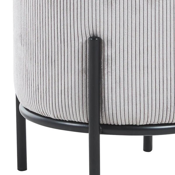 Polsterhocker Bumyra Typ B - Cordstoff - Metall - Hellgrau / Schwarz - Rund - Lichtgrau - Schwarz - Mischgewebe - Image 3
