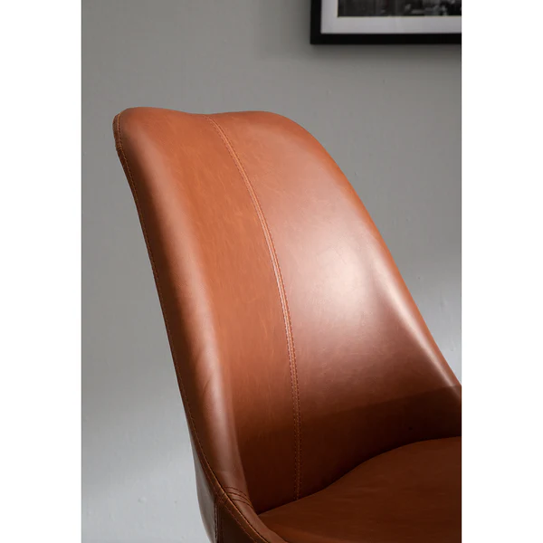 Polsterstuhl ALEDAS Kunstleder - Kunstleder / Gummibaum massiv - Cognac / Schwarz - 2er Set - Image 11