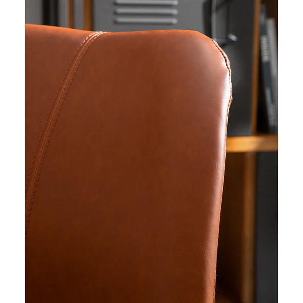 Polsterstuhl ALEDAS Kunstleder - Kunstleder / Gummibaum massiv - Cognac / Schwarz - 2er Set - Image 12