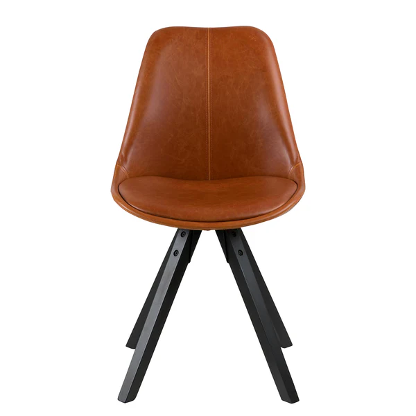 Polsterstuhl ALEDAS Kunstleder - Kunstleder / Gummibaum massiv - Cognac / Schwarz - 2er Set - Image 3