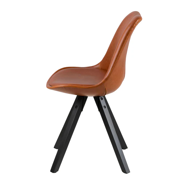 Polsterstuhl ALEDAS Kunstleder - Kunstleder / Gummibaum massiv - Cognac / Schwarz - 2er Set - Image 5