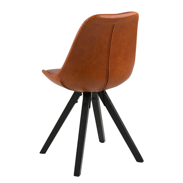 Polsterstuhl ALEDAS Kunstleder - Kunstleder / Gummibaum massiv - Cognac / Schwarz - 2er Set - Image 6