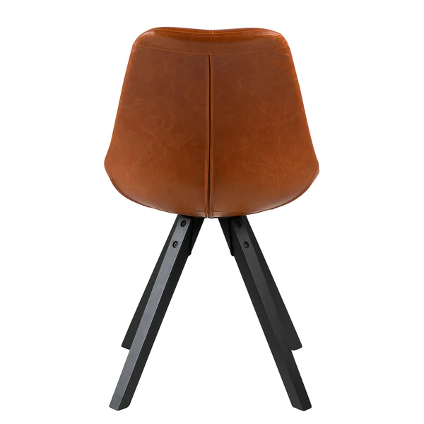 Polsterstuhl ALEDAS Kunstleder - Kunstleder / Gummibaum massiv - Cognac / Schwarz - 2er Set - Image 7