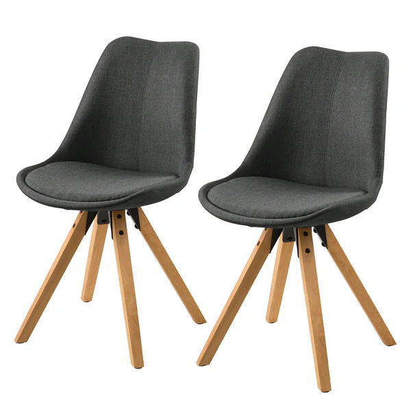 Polsterstuhl ALEDAS - Webstoff Cors: Dunkelgrau - Braun - 2er Set