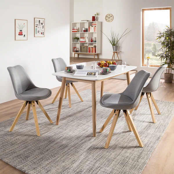 Polsterstuhl ALEDAS - Webstoff Cors: Granit - Braun - 2er Set - Image 2
