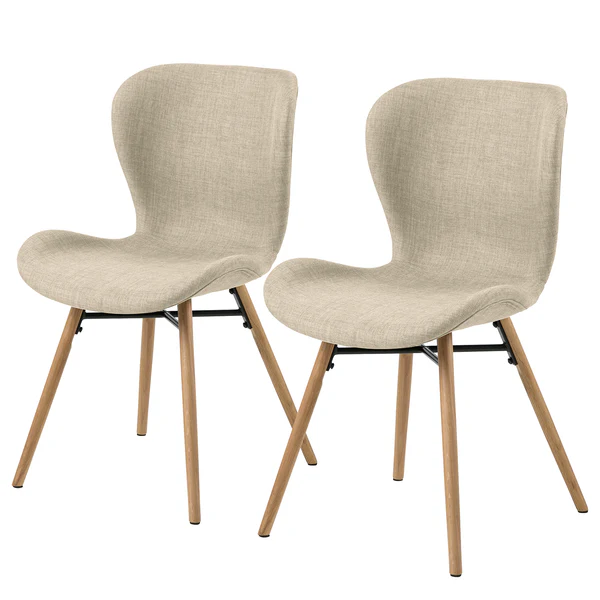 Polsterstuhl LIVARAS - Webstoff Radis: Creme - Buche Hell