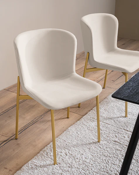 Polsterstuhl MOUZON 2er-Set - Samt Walli: Creme - Gold - Image 3