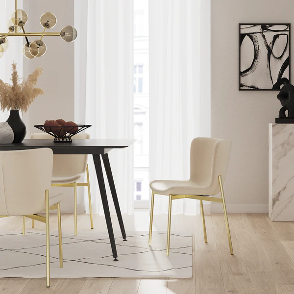 Polsterstuhl MOUZON 2er-Set - Samt Walli: Creme - Gold - Image 4