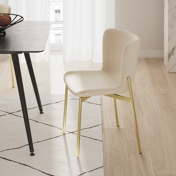 Polsterstuhl MOUZON 2er-Set - Samt Walli: Creme - Gold - Image 5