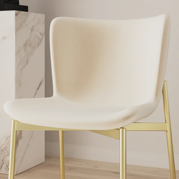 Polsterstuhl MOUZON 2er-Set - Samt Walli: Creme - Gold - Image 9