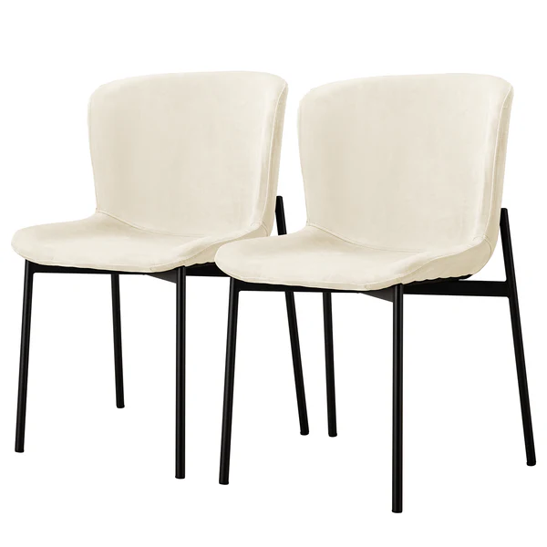 Polsterstuhl MOUZON 2er-Set - Samt Walli: Creme - Schwarz