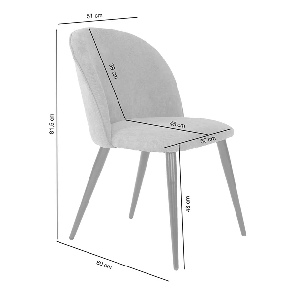 Polsterstuhl Ruxby (2er-Set) - Samt / Stahl - Hellgrau / Schwarz - Grau - Image 8