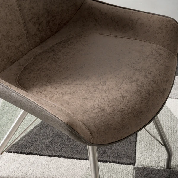 Polsterstuhl Saval (2er-Set) - Kunstleder / Edelstahl - Cappuccino - Image 8