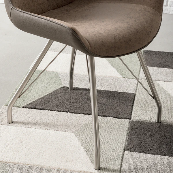 Polsterstuhl Saval (2er-Set) - Kunstleder / Edelstahl - Cappuccino - Image 9