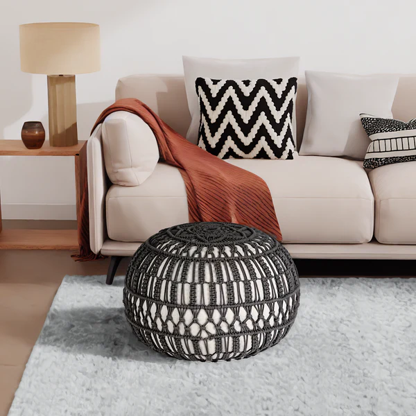 Pouf Castelo - Baumwollstoff - Schwarz - Image 2