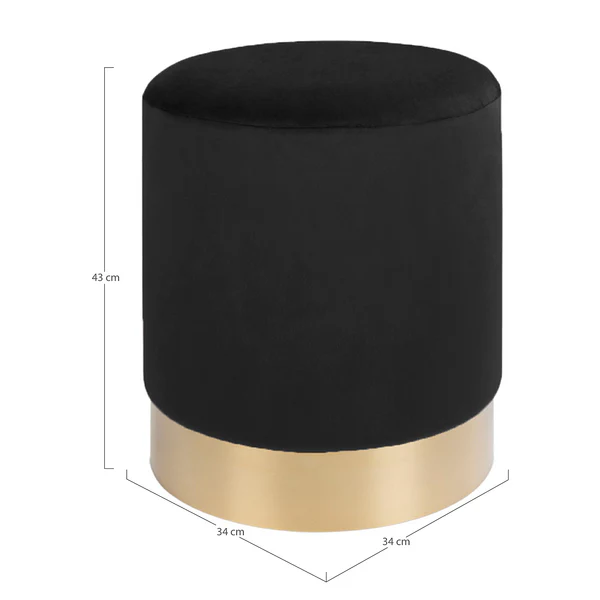 Pouf Rosendal - Samt - Schwarz / Messing - Schwarz - Image 3