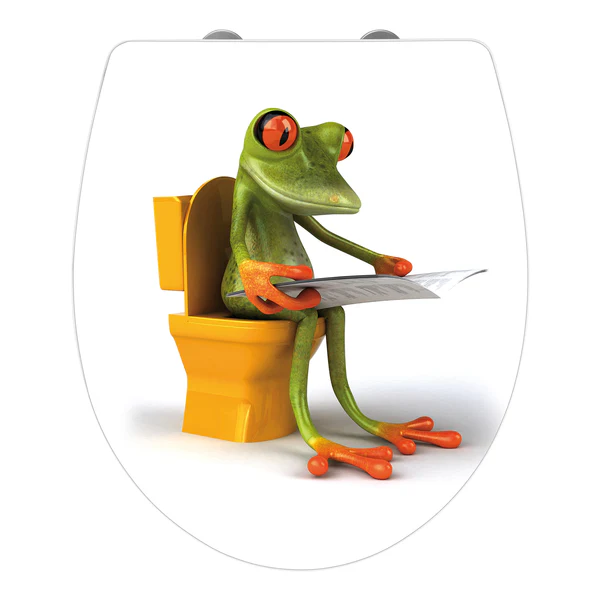 Premium WC-Sitz Frog News - Edelstahl / Duroplas - Weiß