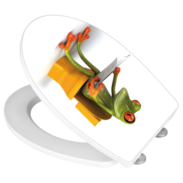 Premium WC-Sitz Frog News - Edelstahl / Duroplas - Weiß - Image 6