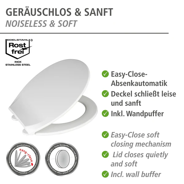 Premium WC-Sitz Kos - Thermoplast / Edelstahl - Weiß - Image 6