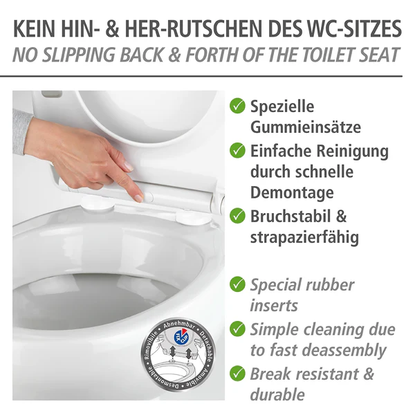 Premium WC-Sitz Kos - Thermoplast / Edelstahl - Weiß - Image 7