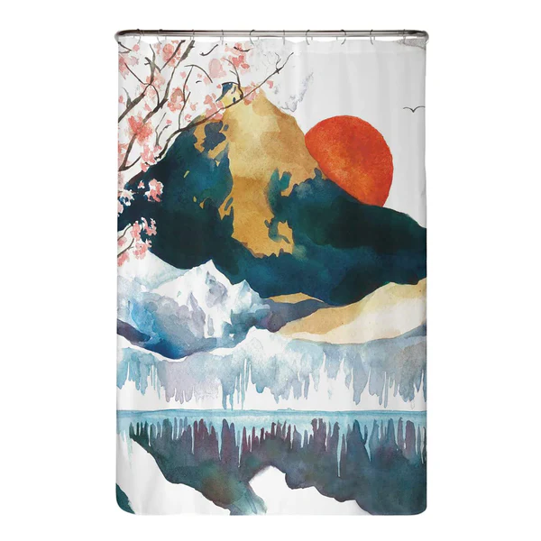 Recycling-Duschvorhang Japan - Polyester - Mehrfarbig - 120 x 200 cm