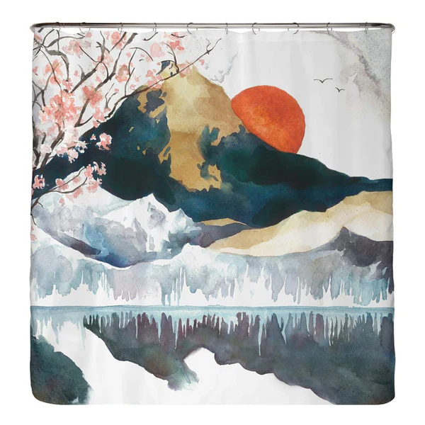 Recycling-Duschvorhang Japan - Polyester - Mehrfarbig - 200 x 220 cm