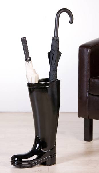 Regenschirmständer Gummistiefel Schwarz - Schwarz - Keramik - 26 x 45 x 11 cm - Image 2