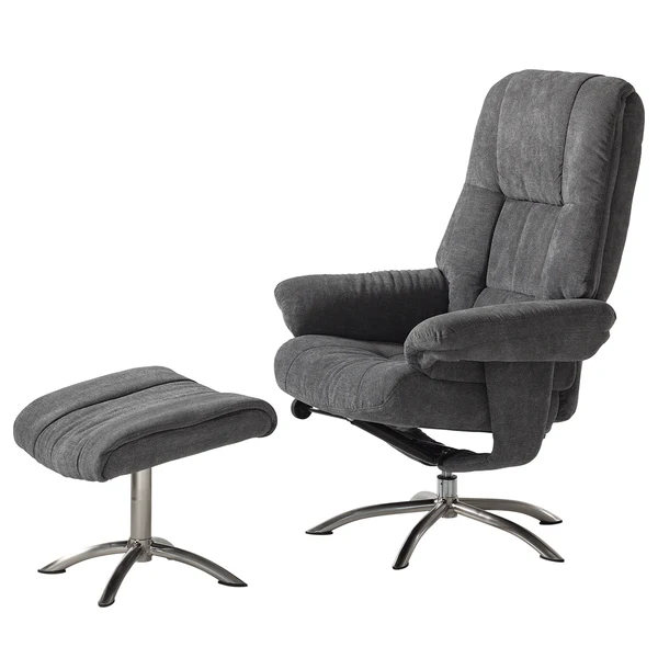 Relaxsessel La Para mit Hocker - Microfaser - Grau