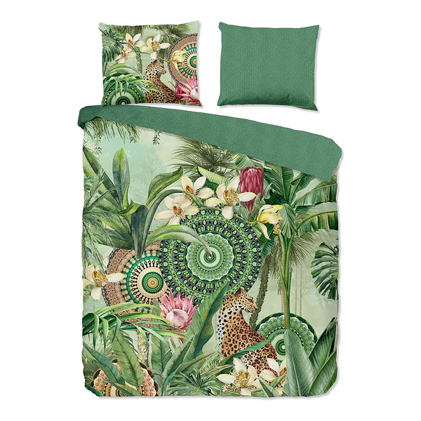 Renforce Bettwäsche Abhita - Baumwolle/Satin - Grün - 200 x 200 cm + 2 Kissen 70 x 60 cm