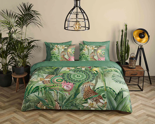 Renforce Bettwäsche Abhita - Baumwolle/Satin - Grün - 200 x 200 cm + 2 Kissen 70 x 60 cm - Image 2