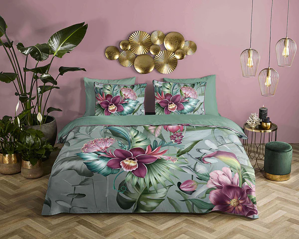 Renforce Bettwäsche Allison - Bio-Baumwolle/Satin - Grün / Grau - 140 x 200/220 cm + Kissen 70 x 60 cm - Image 2