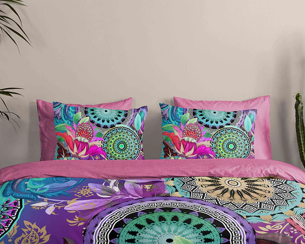 Renforce Bettwäsche Axelle - Baumwolle/Satin - Multicolor / Violett - 200 x 200 cm + 2 Kissen 70 x 60 cm - Image 3