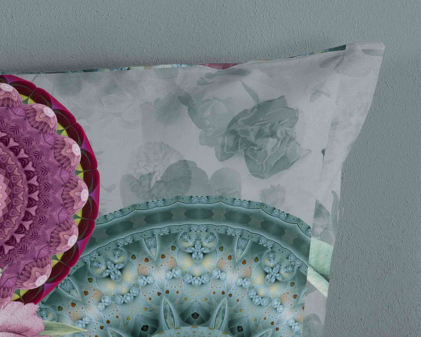 Renforce Bettwäsche Bandhura - Baumwolle/Satin - Grün / Grau / Violett - 140 x 200/220 cm + Kissen 70 x 60 cm - Image 4