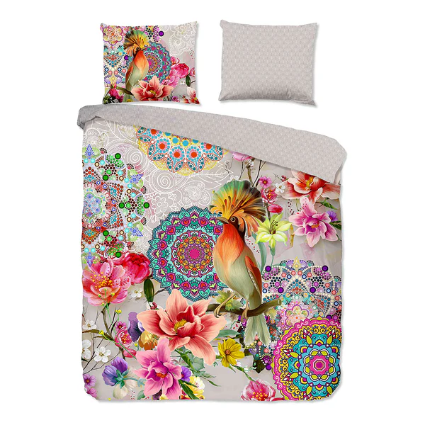 Renforce Bettwäsche Bindi - Baumwolle/Satin - Multicolor / Grau - 140 x 200/220 cm + Kissen 70 x 60 cm