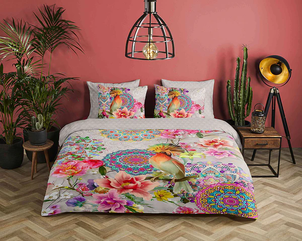 Renforce Bettwäsche Bindi - Baumwolle/Satin - Multicolor / Grau - 140 x 200/220 cm + Kissen 70 x 60 cm - Image 2