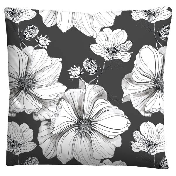 Renforcé Bettwäsche Blüten - Baumwolle - Schwarz - 135 x 200 cm + Kissen 80 x 80 cm - Image 4