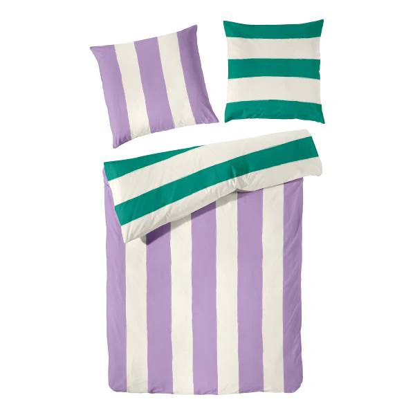 Renforcé-Bettwäsche  Color Block - Renforcé - Flieder - 155 x 220 cm + Kissen 80 x 80 cm