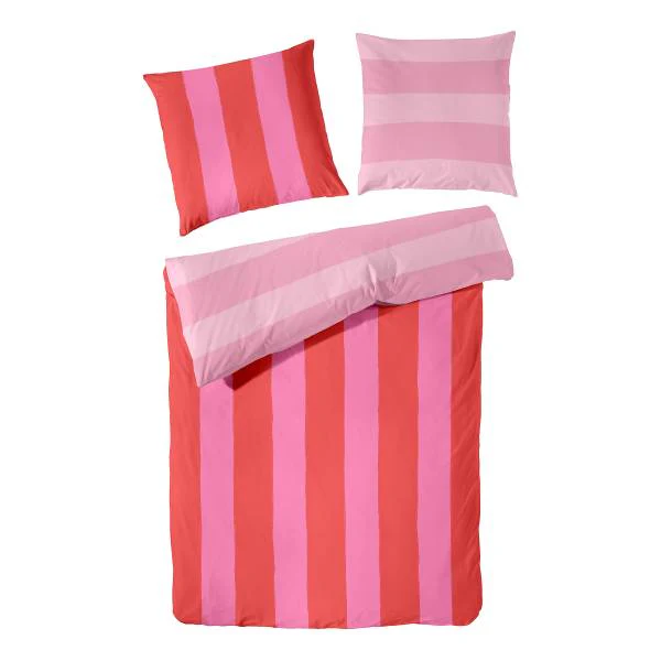 Renforcé-Bettwäsche Color Block - Renforcé - Rot - 155 x 220 cm + Kissen 80 x 80 cm