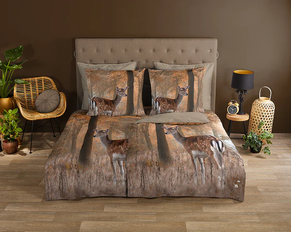 Renforce-Bettwäsche Gavin - Baumwolle - Braun - 135 x 200 cm + Kissen 80 x 80 cm - Image 3