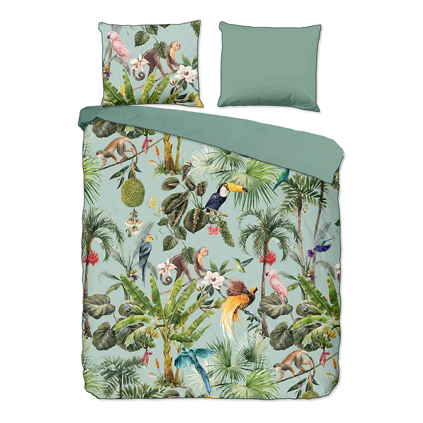 Renforce Bettwäsche Ignadi - Bio-Baumwolle/Satin - Grün - 240 x 200/220 cm + 2 Kissen 70 x 40 cm