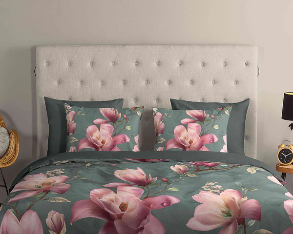 Renforce Bettwäsche Magnolia - Baumwolle - Grau / Pink - 240 x 200/220 cm + 2 Kissen 70 x 40 cm - Image 3