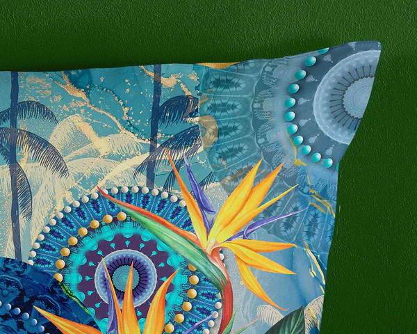 Renforce Bettwäsche Novia - Baumwolle/Satin - Blau / Gelb - 135 x 200 cm + Kissen 80 x 80 cm - Image 4